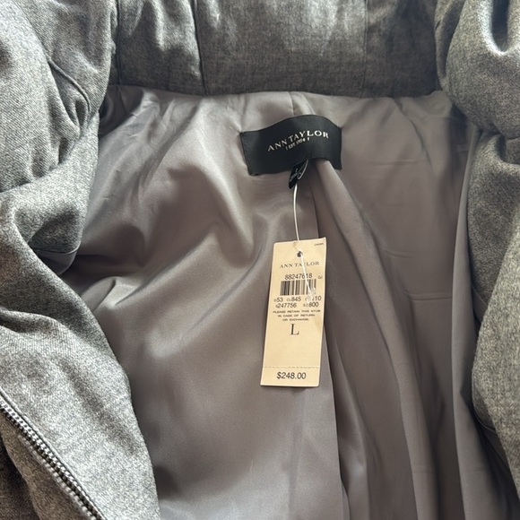 Ann Taylor heather gray goose down puffer zipper jacket. Shawl collar NWT. Large - Picture 8 of 9